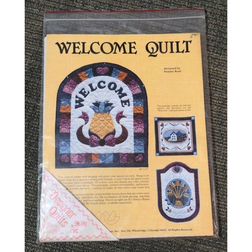 Welcome Quilted‎ Wall Hanging Pattern Kit Leman 1983 Pineapple Designer Quilts